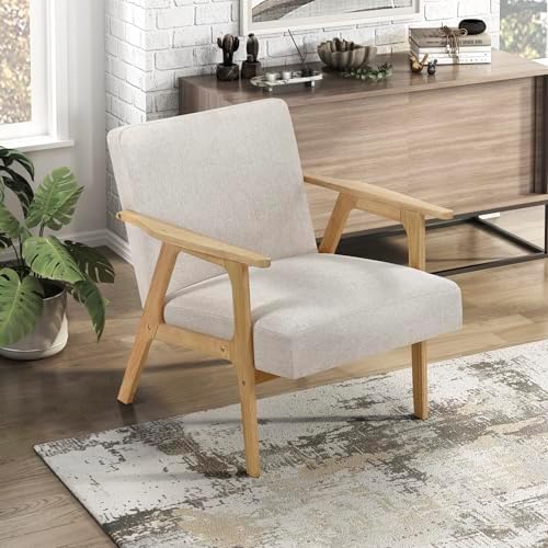 Lexicon Mid Century Modern Accent Chair, Natural Solid Wood Frame by Lexicon