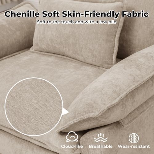 Oversized Accent Chairs Set of 2, Chenille Upholstered Armchair - Image 3