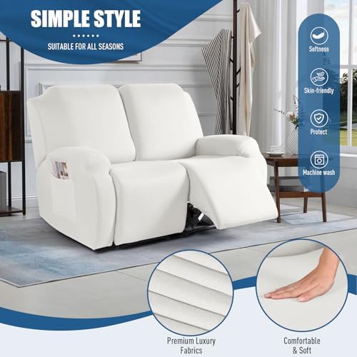 TAOCOCO Recliner Loveseat Slipcover, 2 Pieces Polyester Fabric Stretch Sofa - Image 2