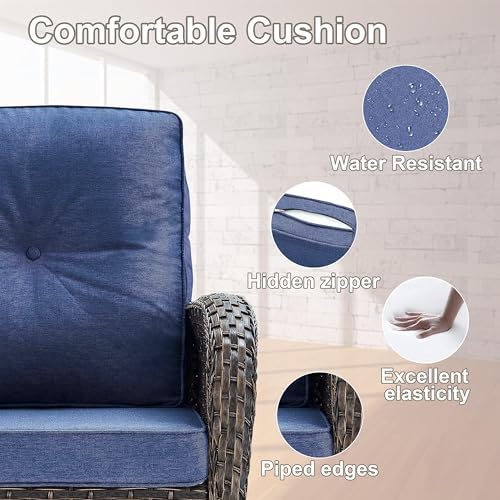 Belord Patio Furniture Swivel Glider PE Wicker Chairs, Outdoor Swivel Rocker - Image 5