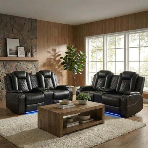 Power Reclining Leather Sofa Set – 2-Piece Home Theater Seating by DaydoSempli