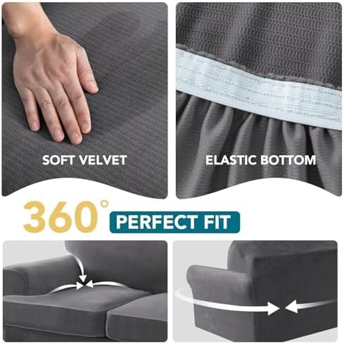 Turquoize T Cushion Sofa Slipcover 3 Piece Sofa Covers - Image 6