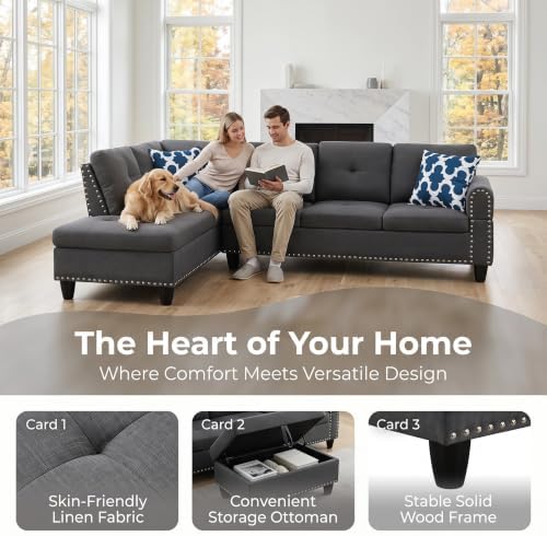 Linen L-Shaped Couch Set - Image 7