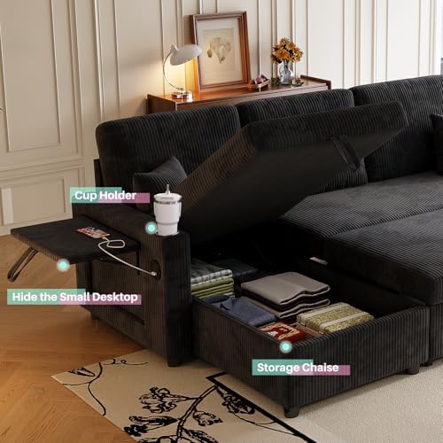 83" Sleeper Sectional Sofa, Comfy Convertible Sofa Bed - Image 7
