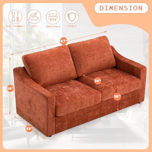 67” Chenille Loveseat Sofa w/Comfortable Back Cushions - Image 2