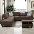 L-Shaped Couch Set, 97.5" L x 69.5" W Sectional Sofas Linen Brown by Topcomfy