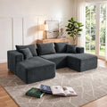 93" U-Shaped Boneless Couch, Corduroy Cloud Couch Sectional by Yimilife