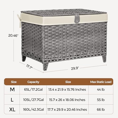 Wicker Storage Basket with Lid, 160L Shelf Basket with Removable Liner Bag - Image 7