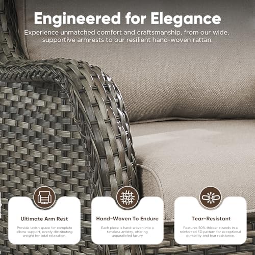 Belord 8 Piece Wicker Patio Furniture Set, Outdoor Swivel Rocker Chairs Set of 2 - Image 5