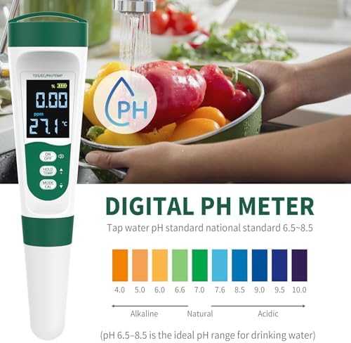 5-in-1 Digital PH Meter, with Voice Function, PH/TDS/EC/Temp/Salt Pool Salt - Image 7