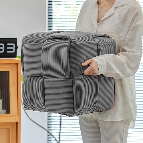 Cmishe 15" Square Woven Corduroy Ottoman Footrest - Image 2