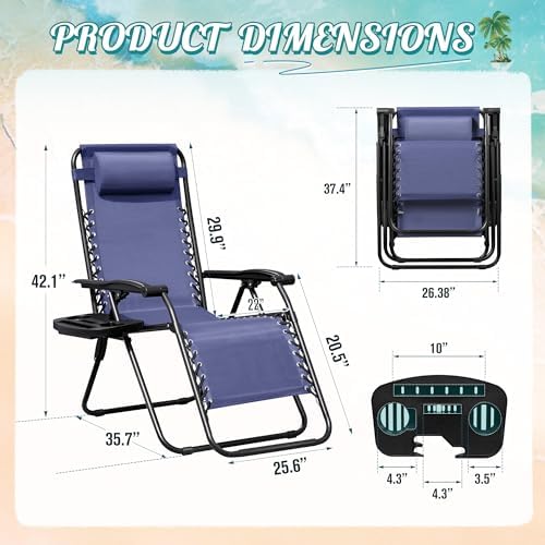 Homall Zero Gravity Chair Patio Folding Lawn Outdoor Lounge Gravity Camp - Image 3