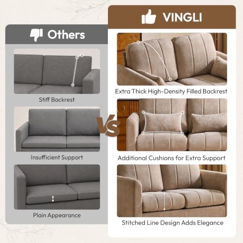 VINGLI 47.2" Tufted Chenille Loveseat, 7.9" Thick Padded Back - Image 6