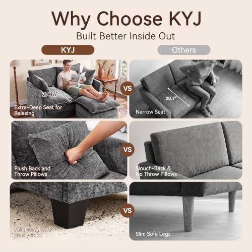 50" Loveseat Sofa with Ottoman, Cloud 2-Layer Cushion & 27" Deep Seat, Modern - Image 5
