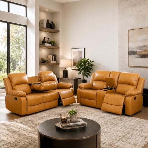 Living Room Furniture Set, 2 Piece Recliner Sofa Set, Leather Recliner Sofa Set by DaydoSempli