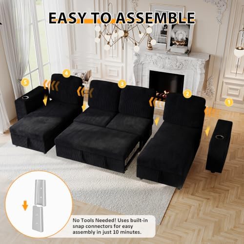 Modular Sectional Sleeper Sofa Bed, Couches - Image 7