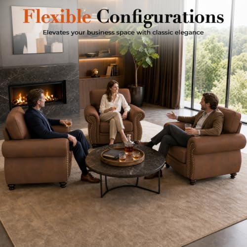 Couchus 42”W Mid-Century Accent Chair, Single Sofa, Caramel Rust - Image 6