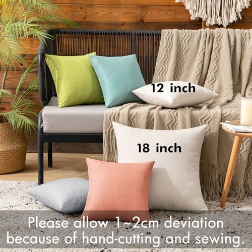 MIULEE Decorative Outdoor Pillow Covers Waterproof 12x12 Beige - Image 3