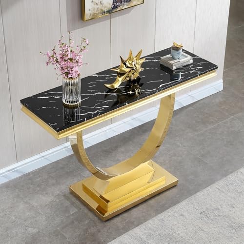 Henf 3 Piece Living Room Table Set, Faux Marble Coffee Table & Console Table & - Image 6