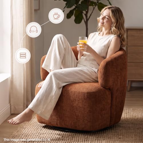 SOFTHION Swivel Accent Chair, Chenille Barrel Chair - Image 3