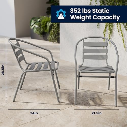 Flash Furniture Lila 4 Pack Silver Metal Restaurant Stack Chair - Image 3