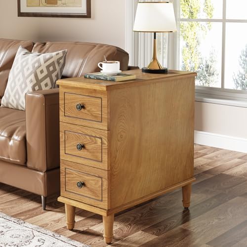 Tribesigns Solid Wood End Table, Fully Assembled Narrow Side Table by Tribesigns