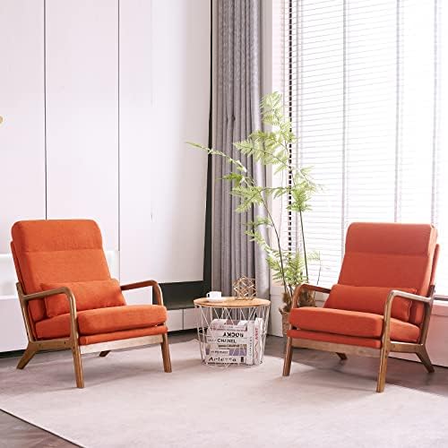 Karl home Accent Chair High Back Mid-Century Modern, Burnt Orange - Image 6