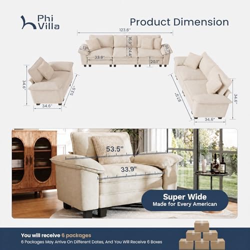 PHI VILLA 3-Piece Modular Sofa Set - Image 2