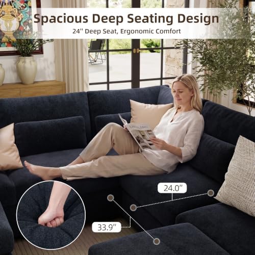 WorthFurni 142.1'' Modular Sectional Sofa, L Shaped Oversized Extra Deep Couches - Image 3
