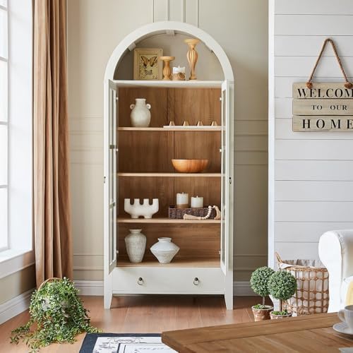 RowyPoey 71" Tall Arched Cabinet Bookshelf - Image 3