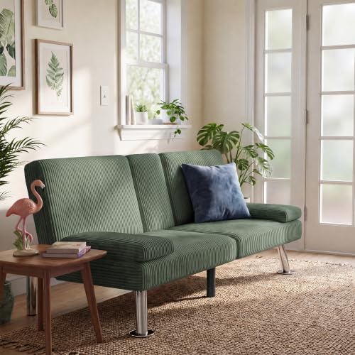 Furmax Corduroy Futon Sofa Bed, Adjustable Futon Couch - Image 2