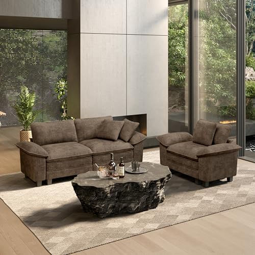 HERA'S HOUSE 2 Pieces Modular Loveseat Couch and Chair Set Setional Sofa by HERASHOUSE