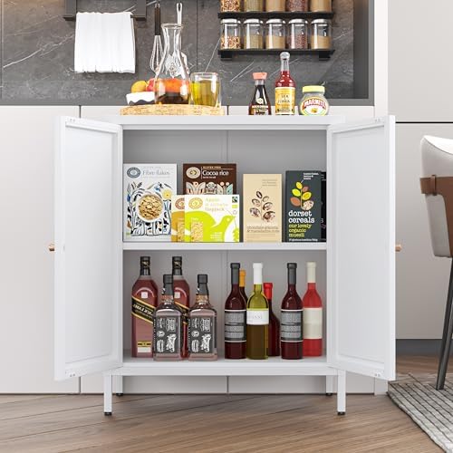Small 2 Door Metal Storage Side Buffet Cabinet - Image 5
