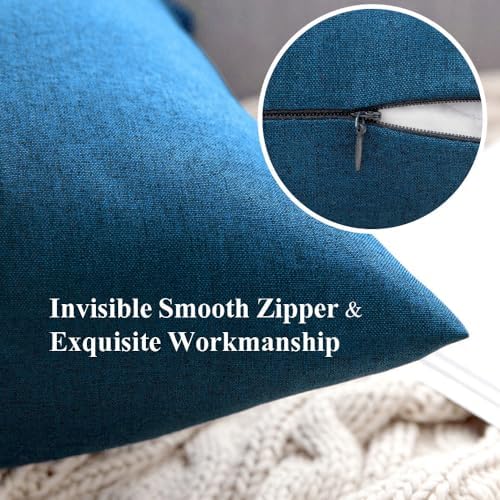 MIULEE Decorative Outdoor Pillow Covers Euro Waterproof 22x22 Blue - Image 3