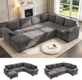 108''Modular Sectional Sleeper Sofa, L Shape Pull Out Sofa Bed by HOMYEDAMIC