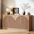 65" Buffet Cabinet with Storage, Fluted Sideboard Cabinet with 4 Arched Doors & by beronbaer