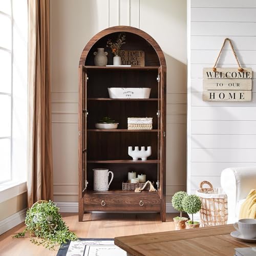 RowyPoey 71" Tall Arched Cabinet Bookshelf - Image 3