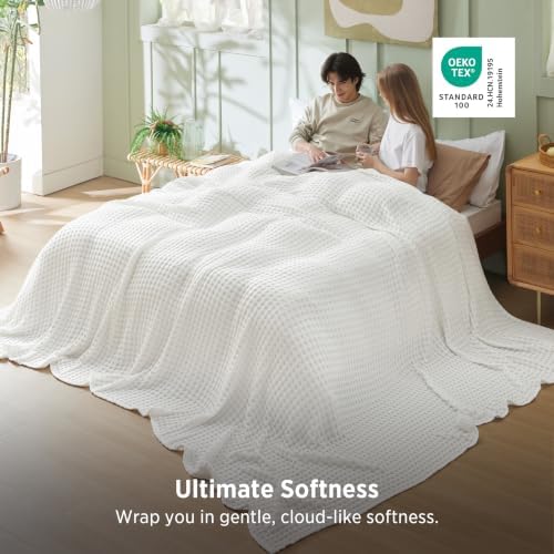 Bedsure Cooling Waffle Blanket for Hot Sleepers, Oversized King - Image 4