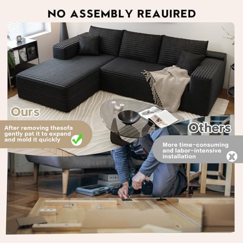 Settab 95" Boneless Couch Modular Sectional Sofa L-Shape Lounge Cloud Couch - Image 6