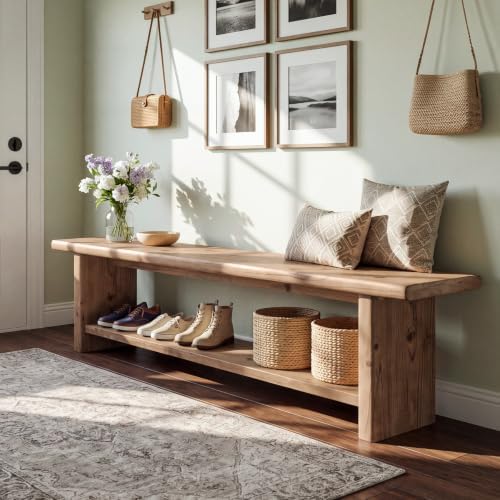 71” Solid Wood Entryway Bench by TribewoodbyTribesigns