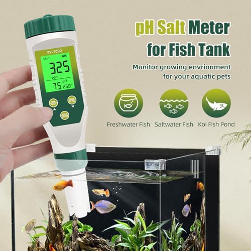 pH Meter for Water Hydroponics, 5-in-1 pH TDS EC Salt Tester for Water Nutrient - Image 5