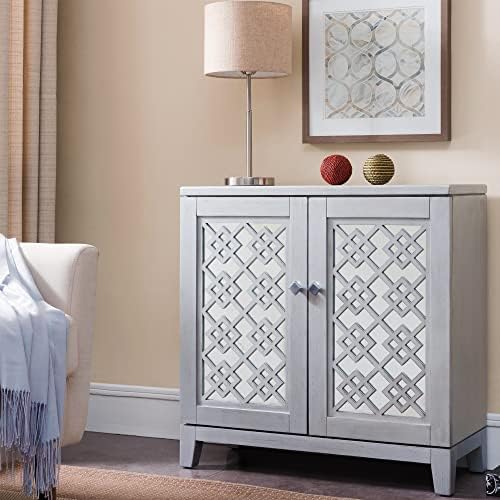 Leick Home Mirrored Diamond Filigree Console Cabinet - Image 6