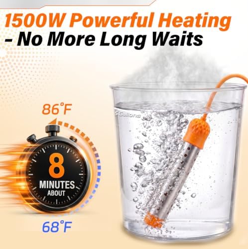 1500W Immersion Water Heater, MgO Fast Heating, Digital Temperature Display - Image 2