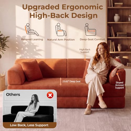 79'' Convertible Futon Sofa Bed, High‑Back Boneless Couches - Image 3