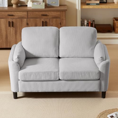 3 Piece Sectional Sofa Set, 3 Seat Couch & Loveseat & Ottoman, Light Grey - Image 7