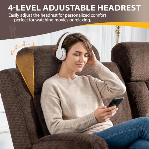 Reclining Loveseat Sofa with Adjustable Headrests, Oversized Recliner Couch - Image 4