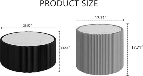 2-Piece Round Nesting Coffee Table Set, 29.52" Marble Coffee Table and End - Image 2