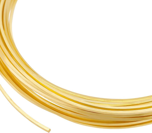 BENECREAT 14K Gold Plated Square Copper Wire - 16.4FT 20 Gauge Wire for Jewelry Making, Beading, Crafting