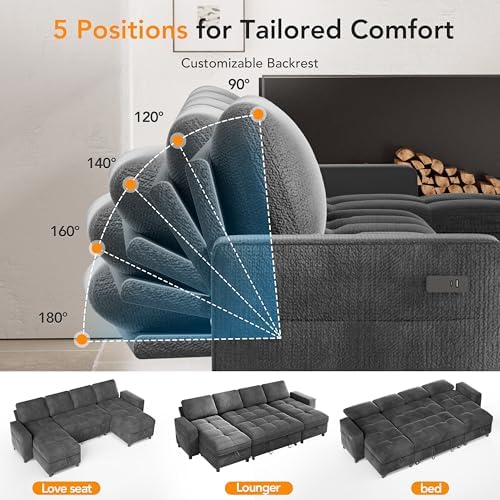 WEUP Modular Sectional Sleeper Sofa Bed, Pull Out Couch - Image 5