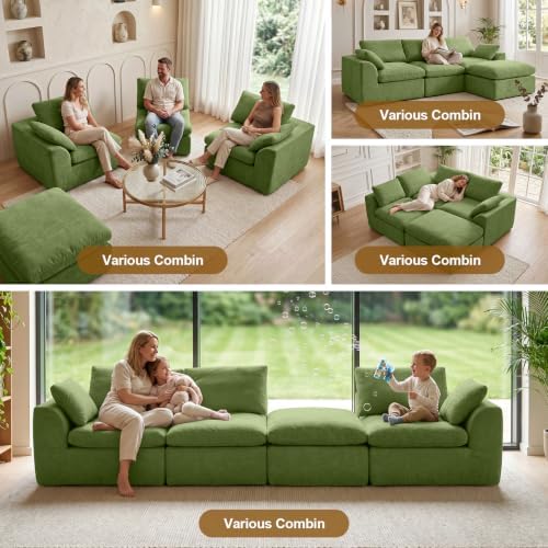 108" Cloud Sectional Couches for Living Room, Oversized Boneless Modular L - Image 3